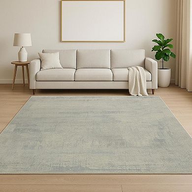 HomeRoots Blue Abstract Hand Knotted Area Rug
