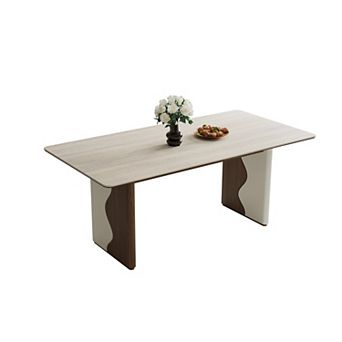 63 Inch Travertine Sintered Stone Writing & Dining Table