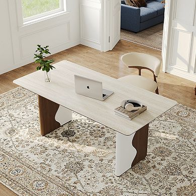 63 Inch Travertine Sintered Stone Writing & Dining Table