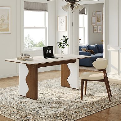 63 Inch Travertine Sintered Stone Writing & Dining Table