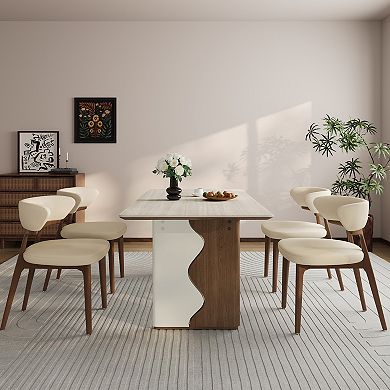 63 Inch Travertine Sintered Stone Writing & Dining Table