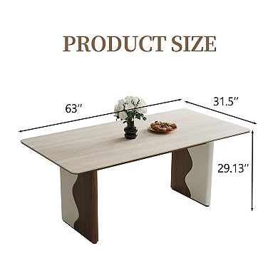 63 Inch Travertine Sintered Stone Writing & Dining Table