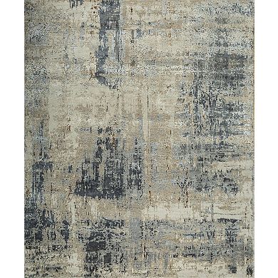 HomeRoots Brown Abstract Hand Knotted Area Rug