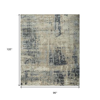 HomeRoots Brown Abstract Hand Knotted Area Rug
