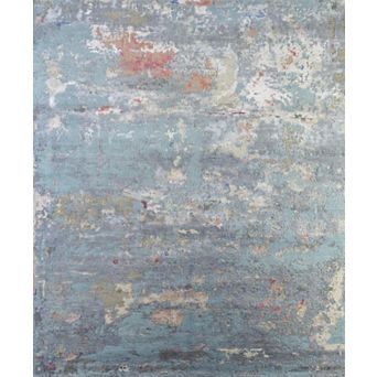 HomeRoots Blue Abstract Hand Knotted Area Rug