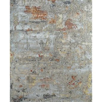 HomeRoots Blue Abstract Hand Knotted Area Rug