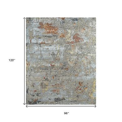 HomeRoots Blue Abstract Hand Knotted Area Rug