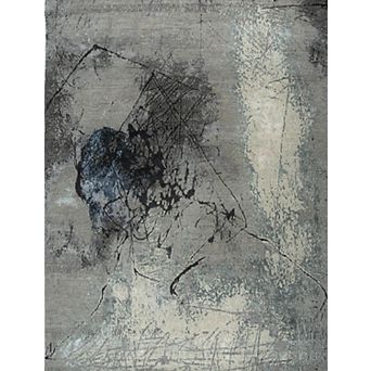HomeRoots Blue Abstract Hand Knotted Area Rug