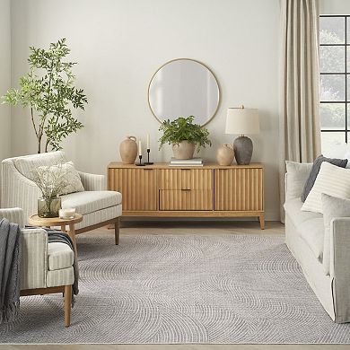 HomeRoots Rectangle Abstract Cotton Blend Area Rug