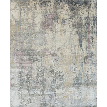 HomeRoots Blue Abstract Hand Knotted Area Rug