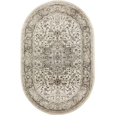 HomeRoots Oval Medallion Polypropylene, Polyester Area Rug