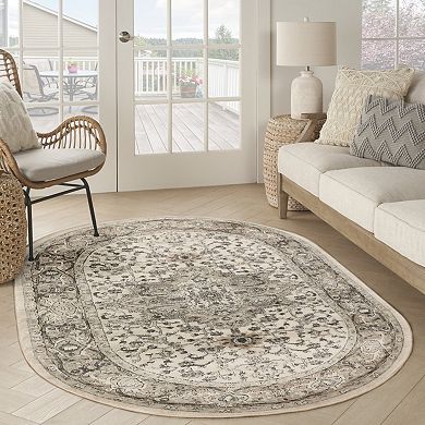 HomeRoots Oval Medallion Polypropylene, Polyester Area Rug