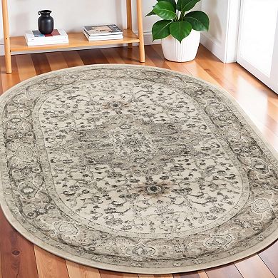 HomeRoots Oval Medallion Polypropylene, Polyester Area Rug