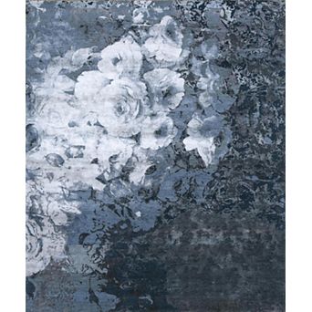 HomeRoots Blue Abstract Hand Knotted Area Rug