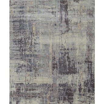 HomeRoots Purple Abstract Hand Knotted Area Rug