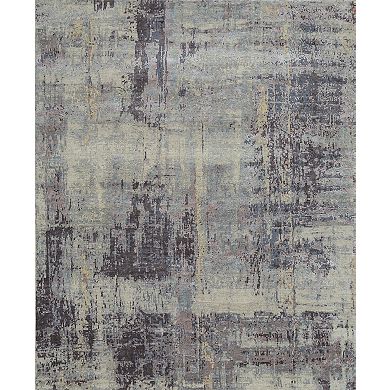 HomeRoots Purple Abstract Hand Knotted Area Rug