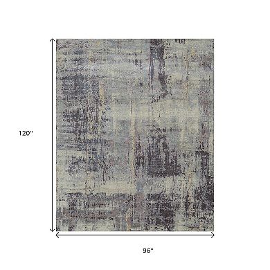 HomeRoots Purple Abstract Hand Knotted Area Rug