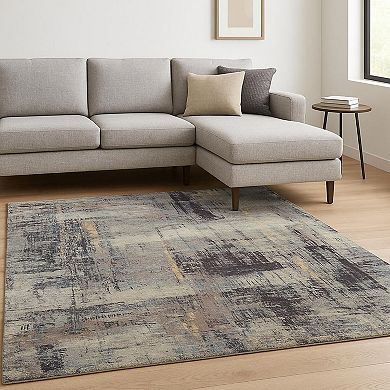HomeRoots Purple Abstract Hand Knotted Area Rug