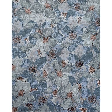 HomeRoots Blue Abstract Hand Knotted Area Rug