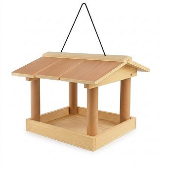 CASAFOYER Wooden Hanging Bird Feeder House, Outdoor Bird Feeder for Cardinals, Finches & Wild Birds