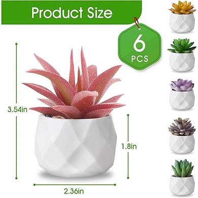 Artificial Succulent Plant Set, 6PCS Mini Faux Potted Decor for Home & Office