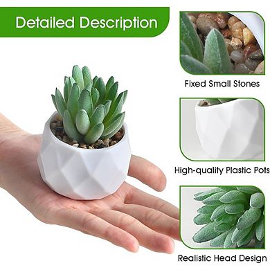 Artificial Succulent Plant Set, 6PCS Mini Faux Potted Decor for Home & Office