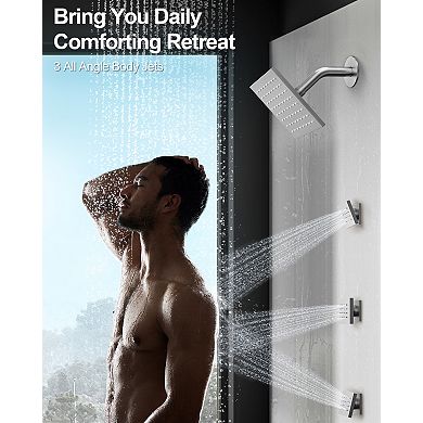 GRANDJOY 16" & 6" Dual Mount 15 Spray Thermostatic Shower System 2.5 GPM Valve Included