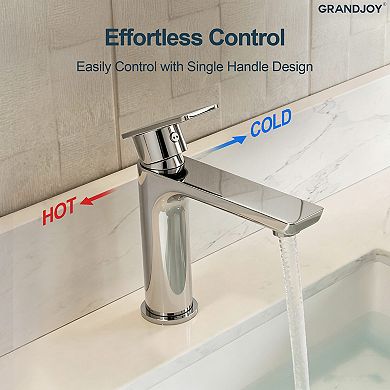 GRANDJOY 5in Single Hole Single Handle Bathroom Faucet,1.2GPM Water Saving Tap with Pop-Up Drain