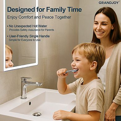 GRANDJOY 5in Single Hole Single Handle Bathroom Faucet,1.2GPM Water Saving Tap with Pop-Up Drain