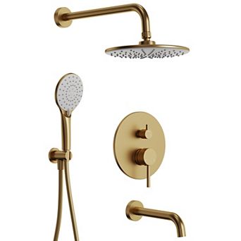 GRANDJOY Shower Faucet Set with Pressure Balance Valve, 9 in Rain Head & Handheld Combo
