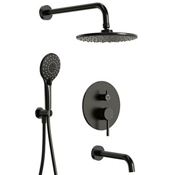 GRANDJOY Shower Faucet Set with Pressure Balance Valve, 9 in Rain Head & Handheld Combo