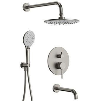 GRANDJOY Shower Faucet Set with Pressure Balance Valve, 9 in Rain Head & Handheld Combo