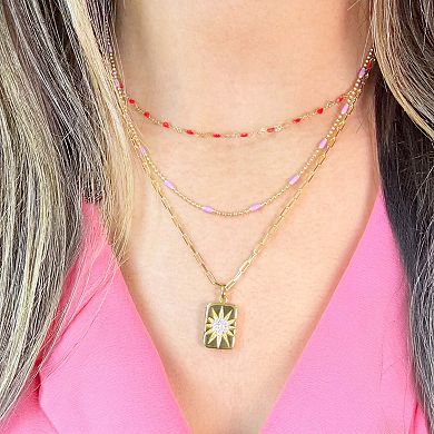 Purple Enamel Nugget Bead Necklace