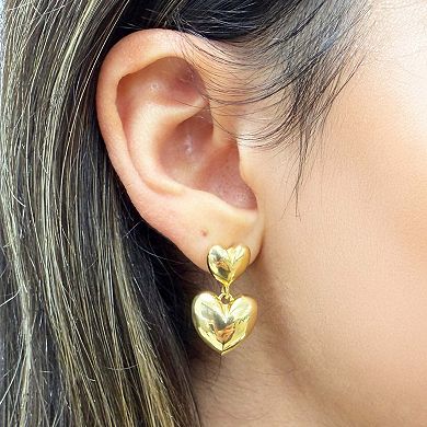 Double Heart Drop Earrings
