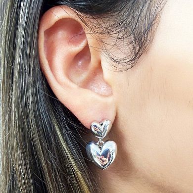Double Heart Drop Earrings