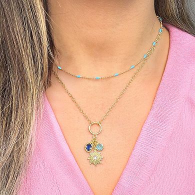 Blue Enamel Nugget Bead Necklace