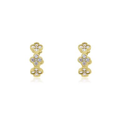 CZ Clover Huggie Hoop Earrings