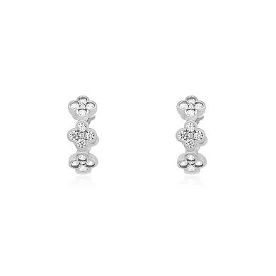CZ Clover Huggie Hoop Earrings