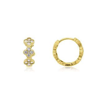 CZ Clover Huggie Hoop Earrings