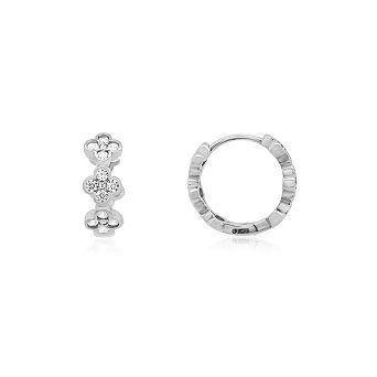 CZ Clover Huggie Hoop Earrings
