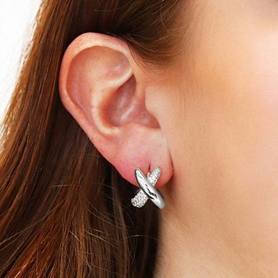 Crossover CZ C-Hoop Earrings