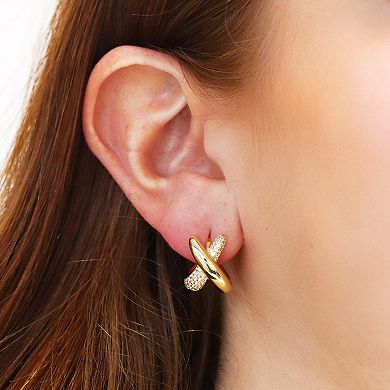 Crossover CZ C-Hoop Earrings