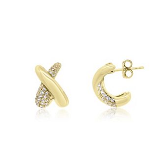 Crossover CZ C-Hoop Earrings