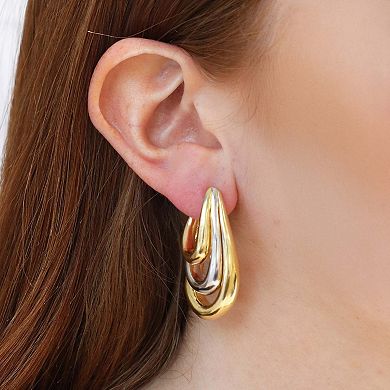 Two-Tone Trio Hoop Earrings