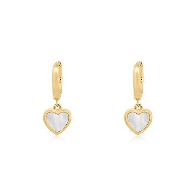 Mini Mother of Pearl Heart Dangle Earrings