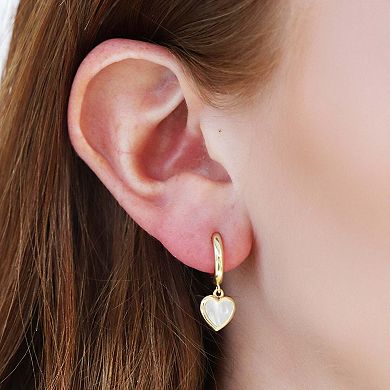 Mini Mother of Pearl Heart Dangle Earrings