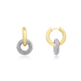 CZ Double Drop Hoop Earrings