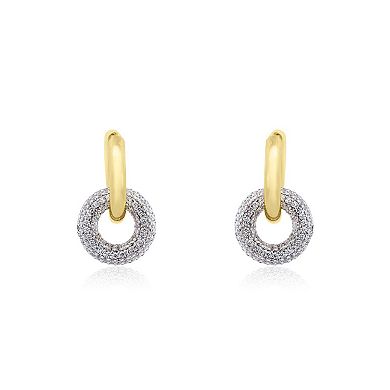 CZ Double Drop Hoop Earrings