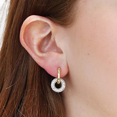 CZ Double Drop Hoop Earrings