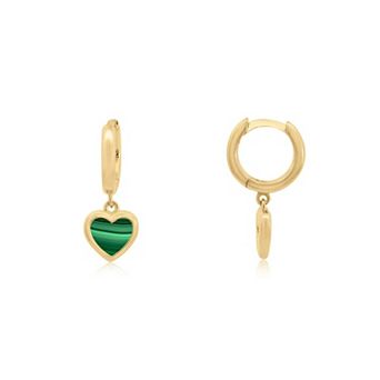 Mini Malachite Heart Dangle Earrings